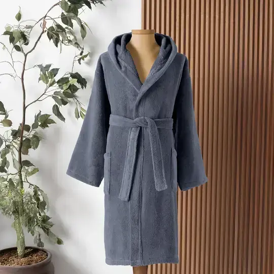 Altınbaşak Dolce Kapüşonlu Tekli Bornoz İndigo L/XL