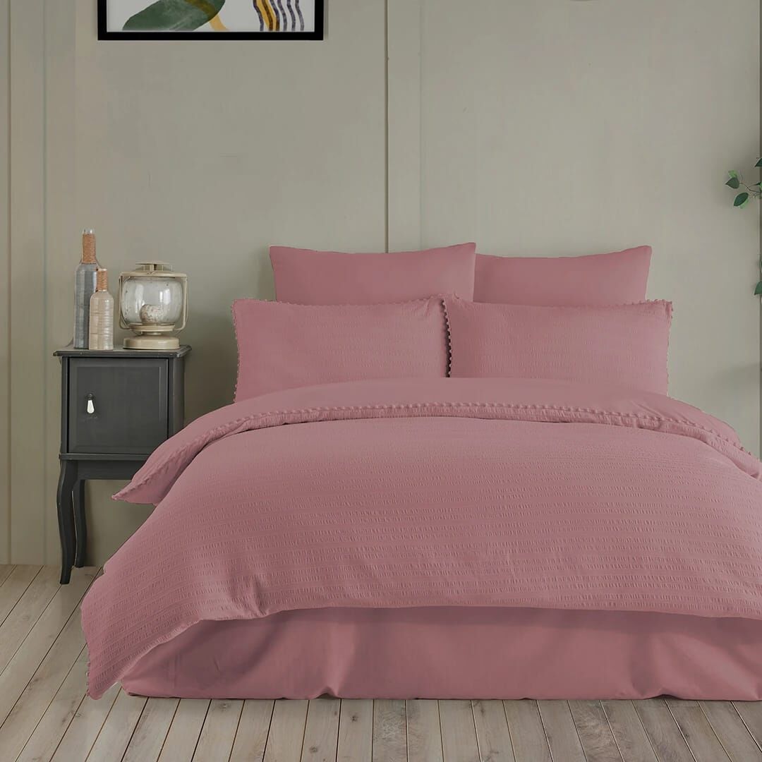 Altınbaşak Gofreli Fitilli Saten Çift Kişilik Nevresim Takımı Emboss Anew