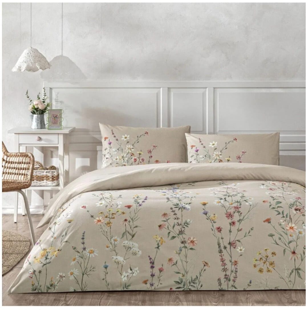 Taç Ranforce Çift Kişilik Nevresim Takımı Lunel Bej