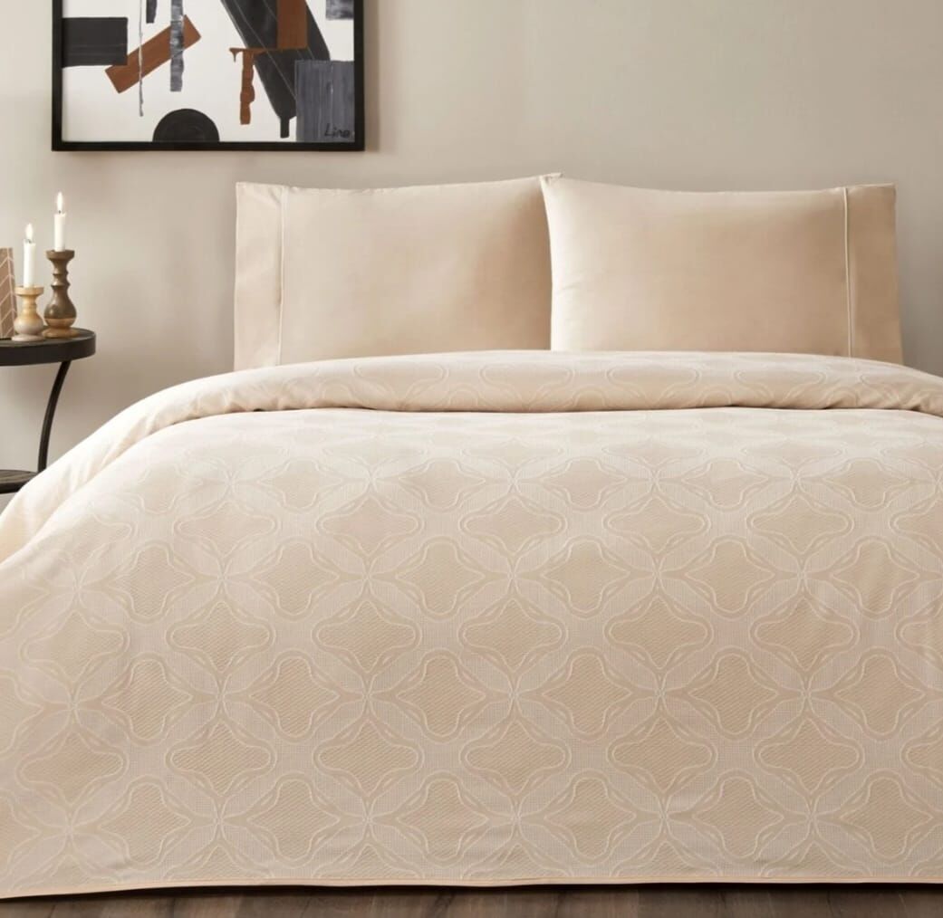 Taç Jakar Pike Takımı Çift Kişilik Soleya Bej