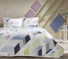 Taç Tek Kişilik Pike Takımı Gena Mavi