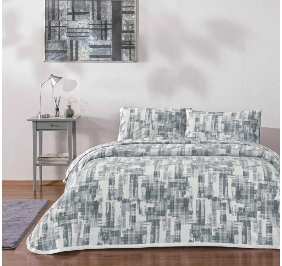 Taç Tek Kişilik Pike Takımı Jamie Gri