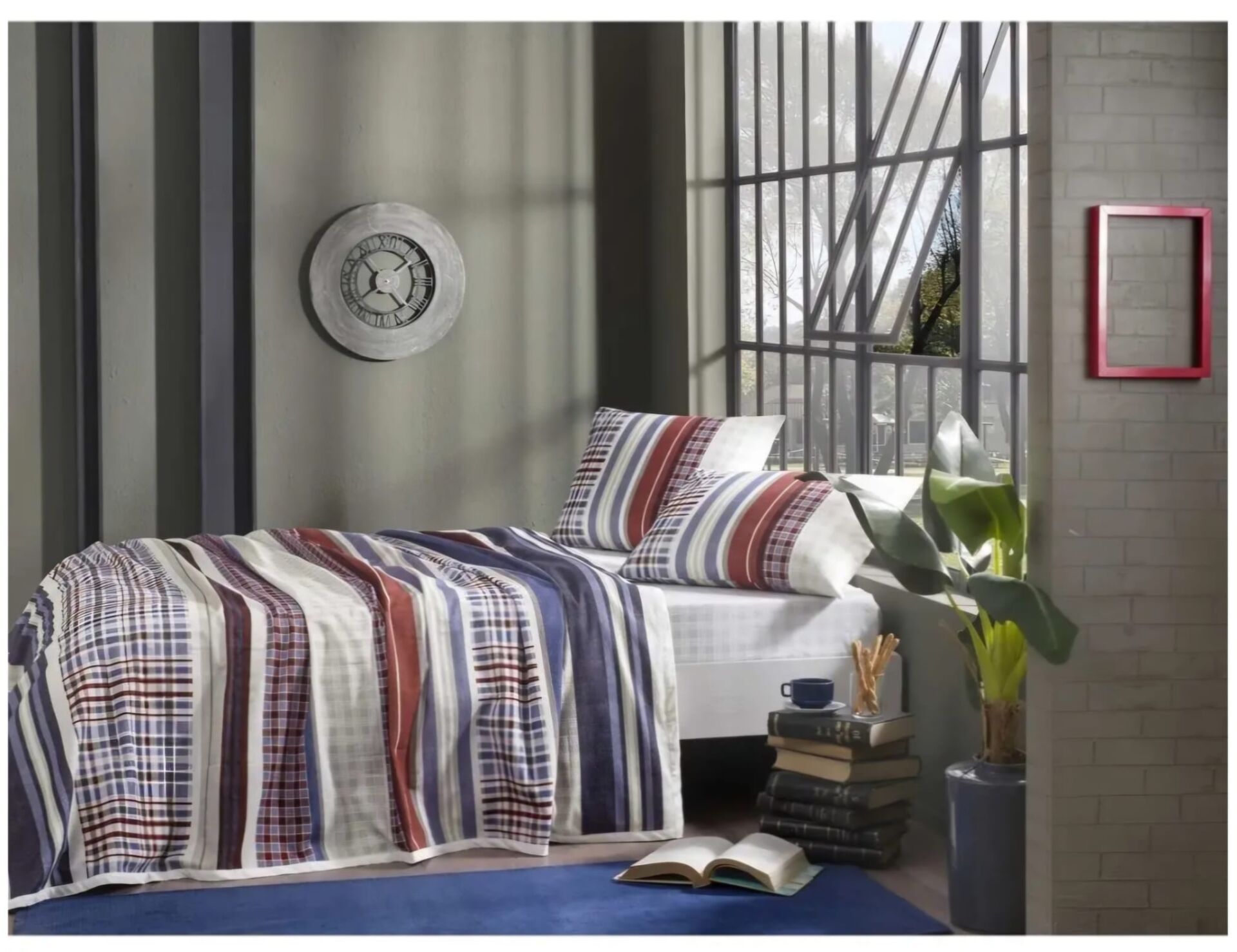 Taç Tek Kişilik Pike Takımı Theo Bordo