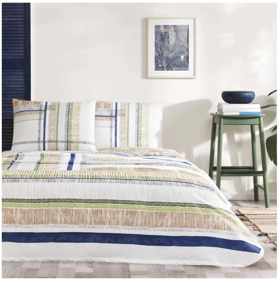 Taç Tek Kişilik Pike Takımı Colin Mavi