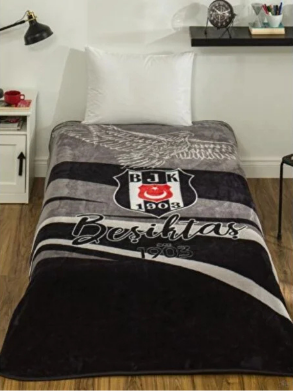Taç Lisanslı Beşiktaş Kartal Tek Kişilik Battaniye 160*220 cm