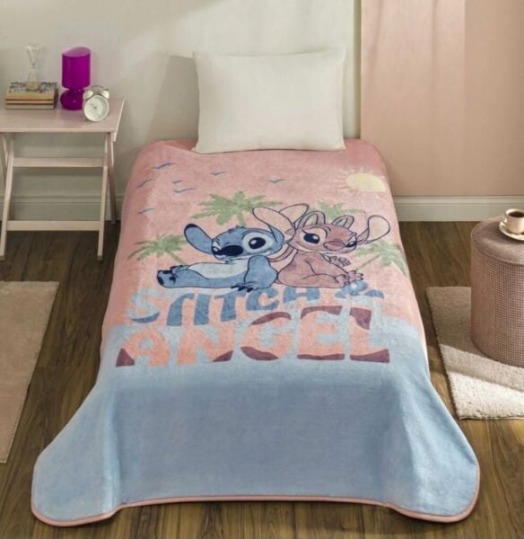 Taç Lisanslı Disney Lilo Stitch Aloha Tek Kişilik Battaniye