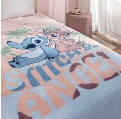 Taç Lisanslı Disney Lilo Stitch Aloha Tek Kişilik Battaniye