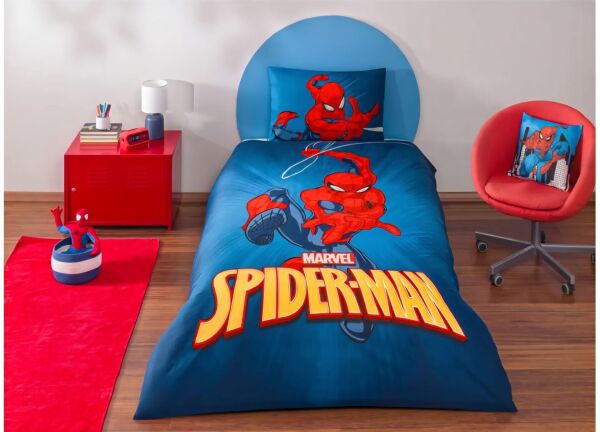 Taç Lisanslı Spiderman Classical Tek Kişilik Nevresim Takımı 120*200