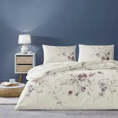 Taç Ranforce Çift Kişilik Nevresim Takımı Kiara Ekru