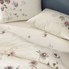 Taç Ranforce Çift Kişilik Nevresim Takımı Kiara Ekru