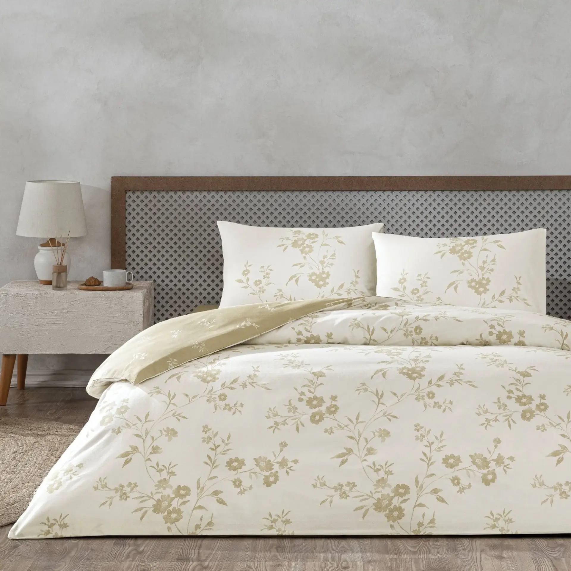 Taç Ranforce Çift Kişilik Nevresim Takımı Vellise Beyaz