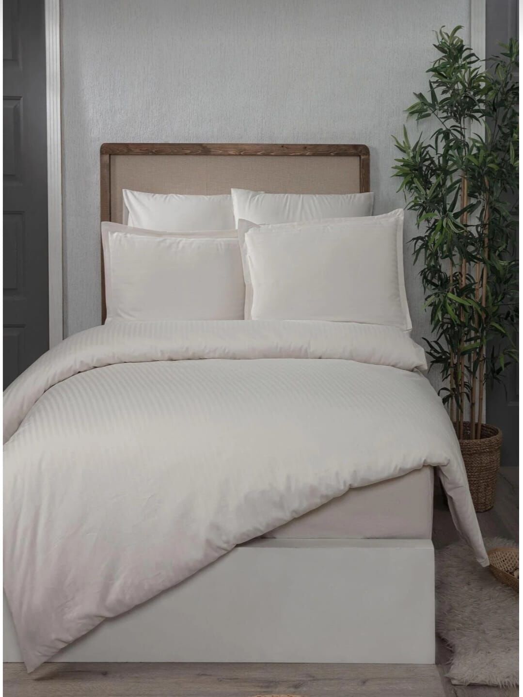 Altınbaşak Poplin Çift Kişilik Nevresim Takımı Infinity Krem