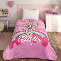 Taç Lisanslı Barbie Sun Tek Kişilik Battaniye