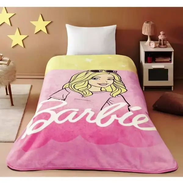 Taç Lisanslı Barbie Malibu Tek Kişilik Battaniye