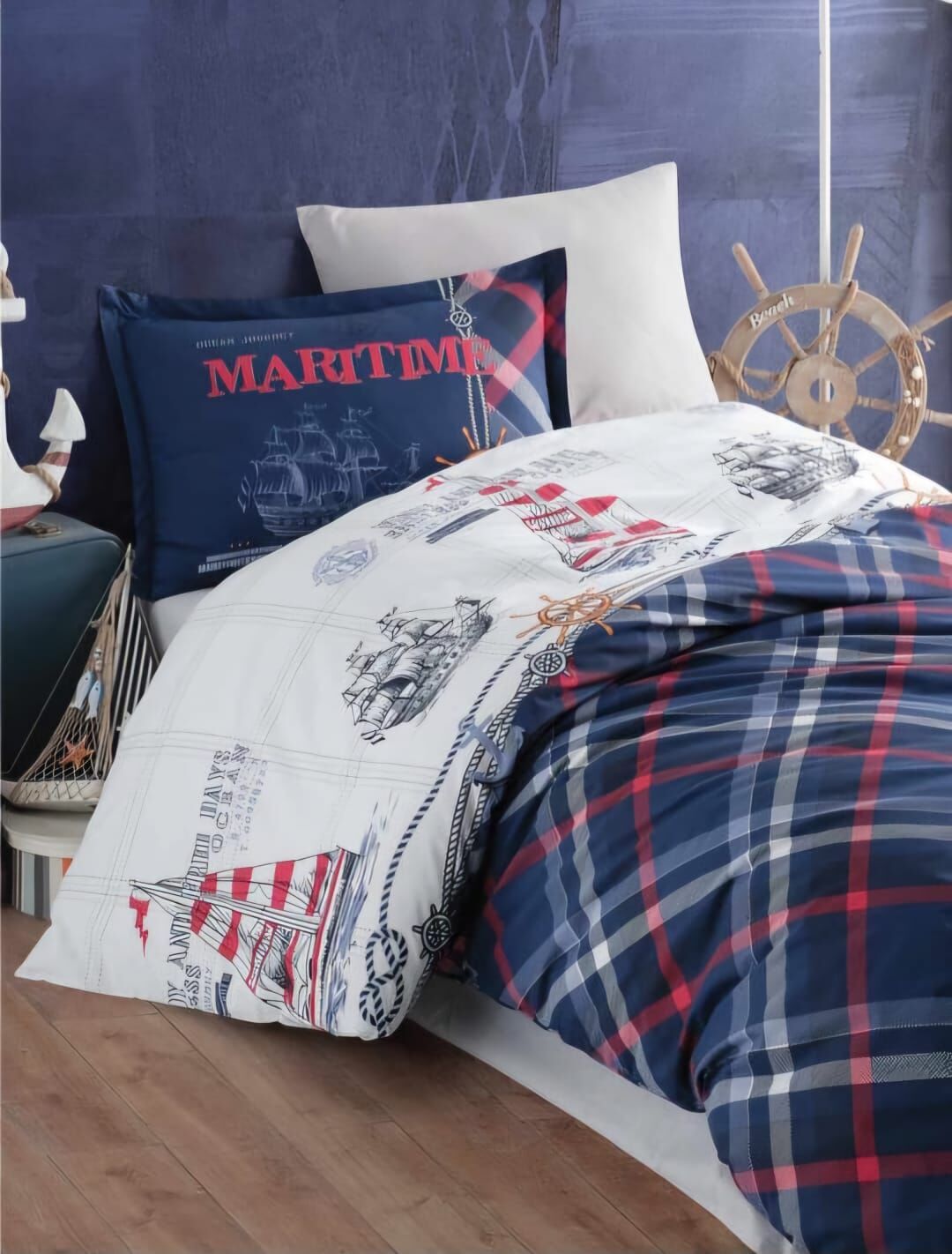 Clasy Ranforce Tek Kişilik Nevresim Takımı Maritime v1 Lacivert