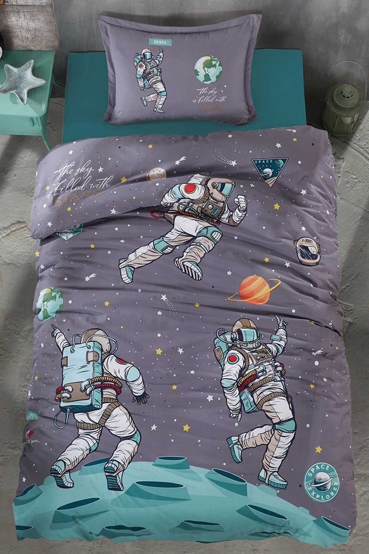 Clasy Ranforce Genç/Çocuk Nevresim Takımı Space V1 Antrasit