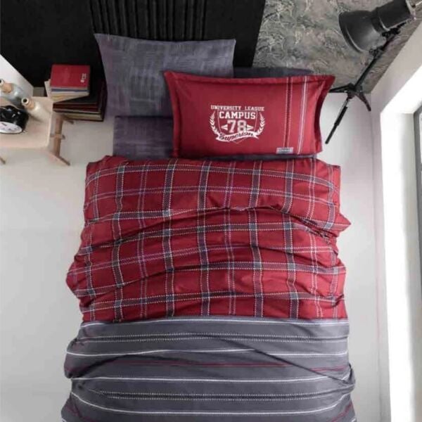 Clasy Ranforce Genç/Çocuk Nevresim Takımı Campüs V1 Bordo