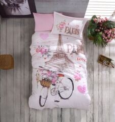 Clasy Ranforce Tek Kişilik Genç/Çocuk Nevresim Takımı Paris Love