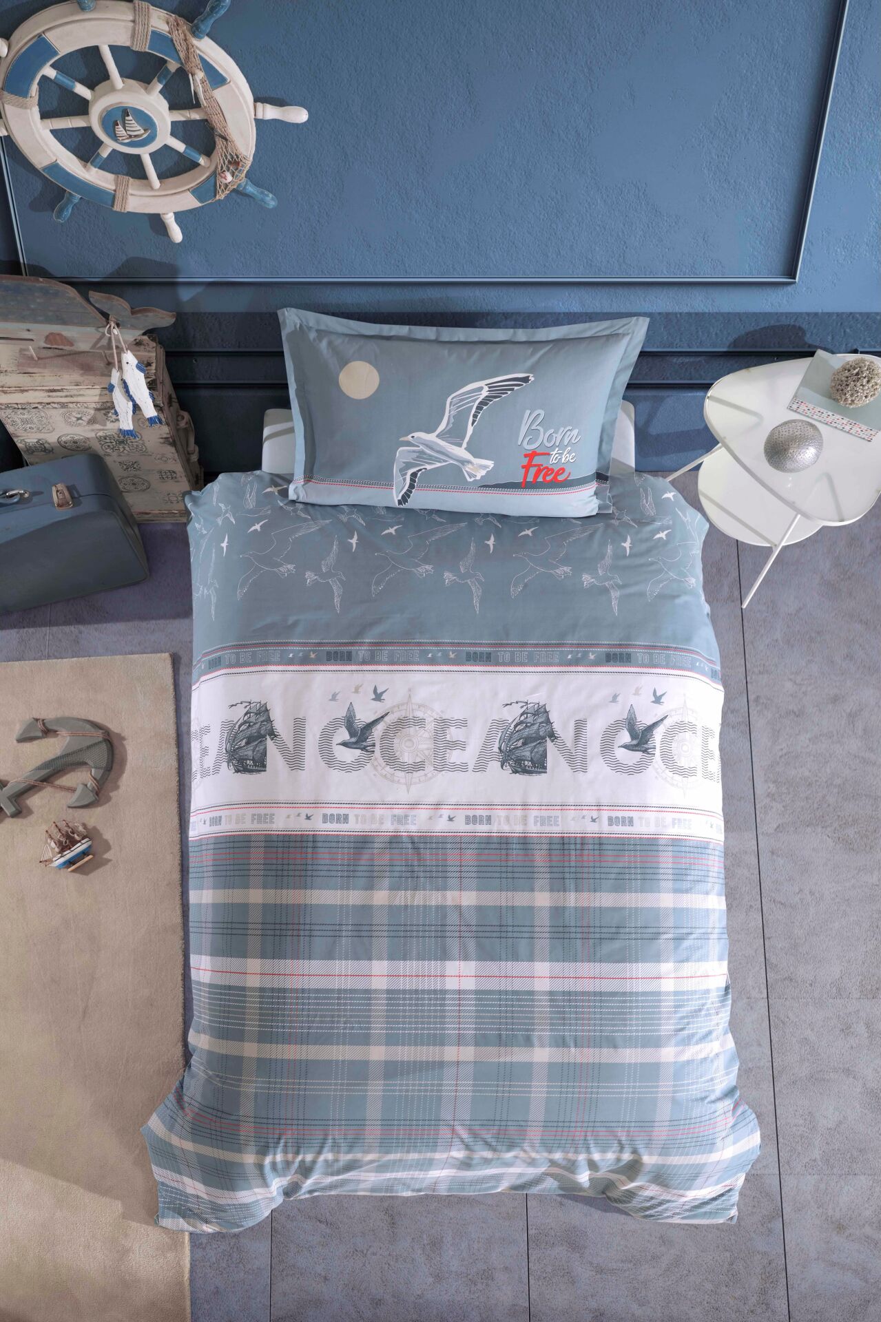 Clasy Ranforce Tek Kişilik Genç/Çocuk Nevresim Takımı Ocean