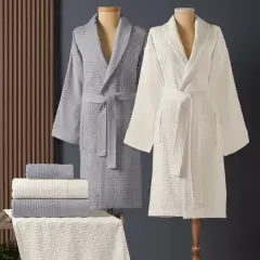 Altınbaşak Lisse Bambu Aile Bornoz Seti (6 Parça) Gri-Krem