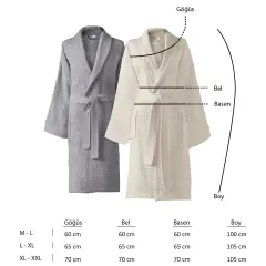 Altınbaşak Lisse Bambu Aile Bornoz Seti (6 Parça) Coin-Ivory/Gri-Krem
