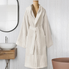 Altınbaşak Dolce Kapüşonlu Tekli Bornoz Linen/Krem L/XL Beden