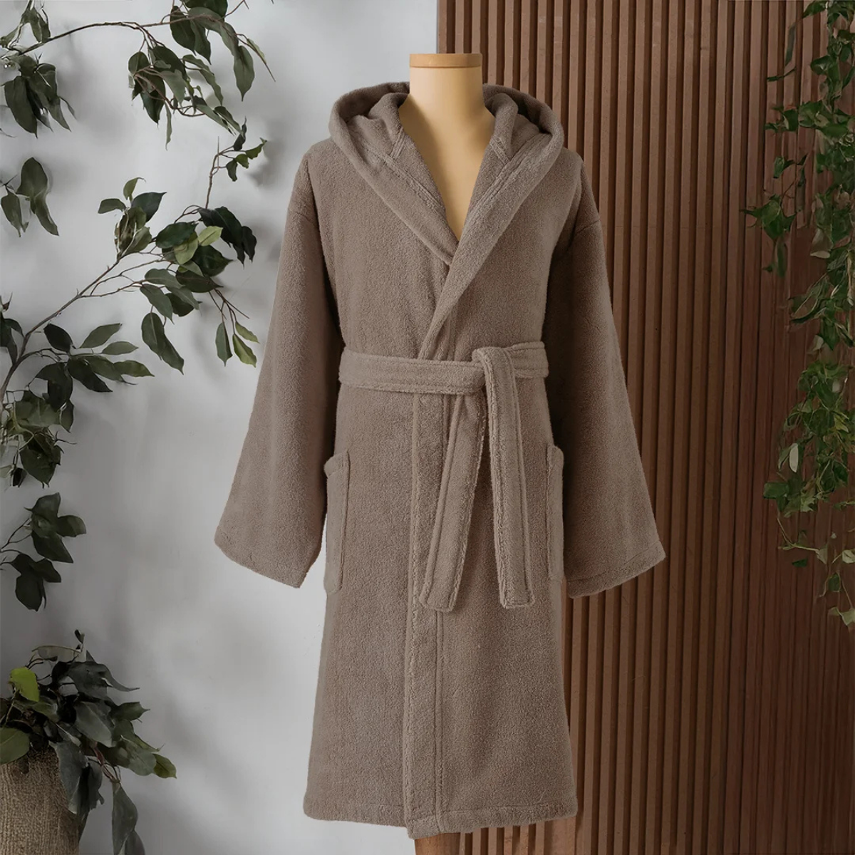 Altınbaşak Dolce Kapüşonlu Tekli Bornoz Sabre/Bej L/XL Beden