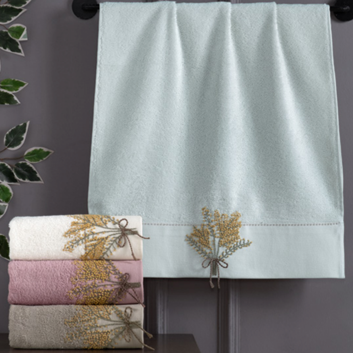 Altınbaşak Laurel Bambu Nakışlı El Havlusu 4'lü -  50*90cm