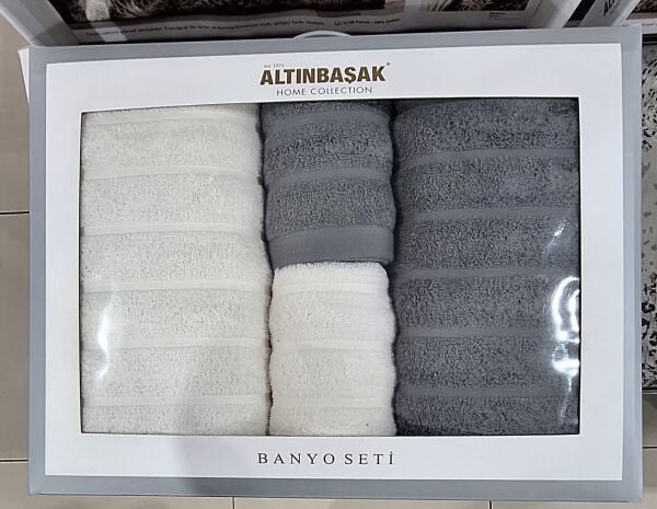 Altınbaşak Monna Banyo Seti-Hamam Seti Krem-Gri