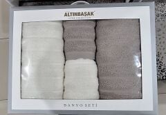 Altınbaşak Monna Banyo Seti / Hamam Seti 4 Parça Ivory/Core  Krem/Bej