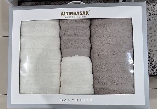 Altınbaşak Monna Banyo Seti / Hamam Seti 4 Parça Krem/Bej