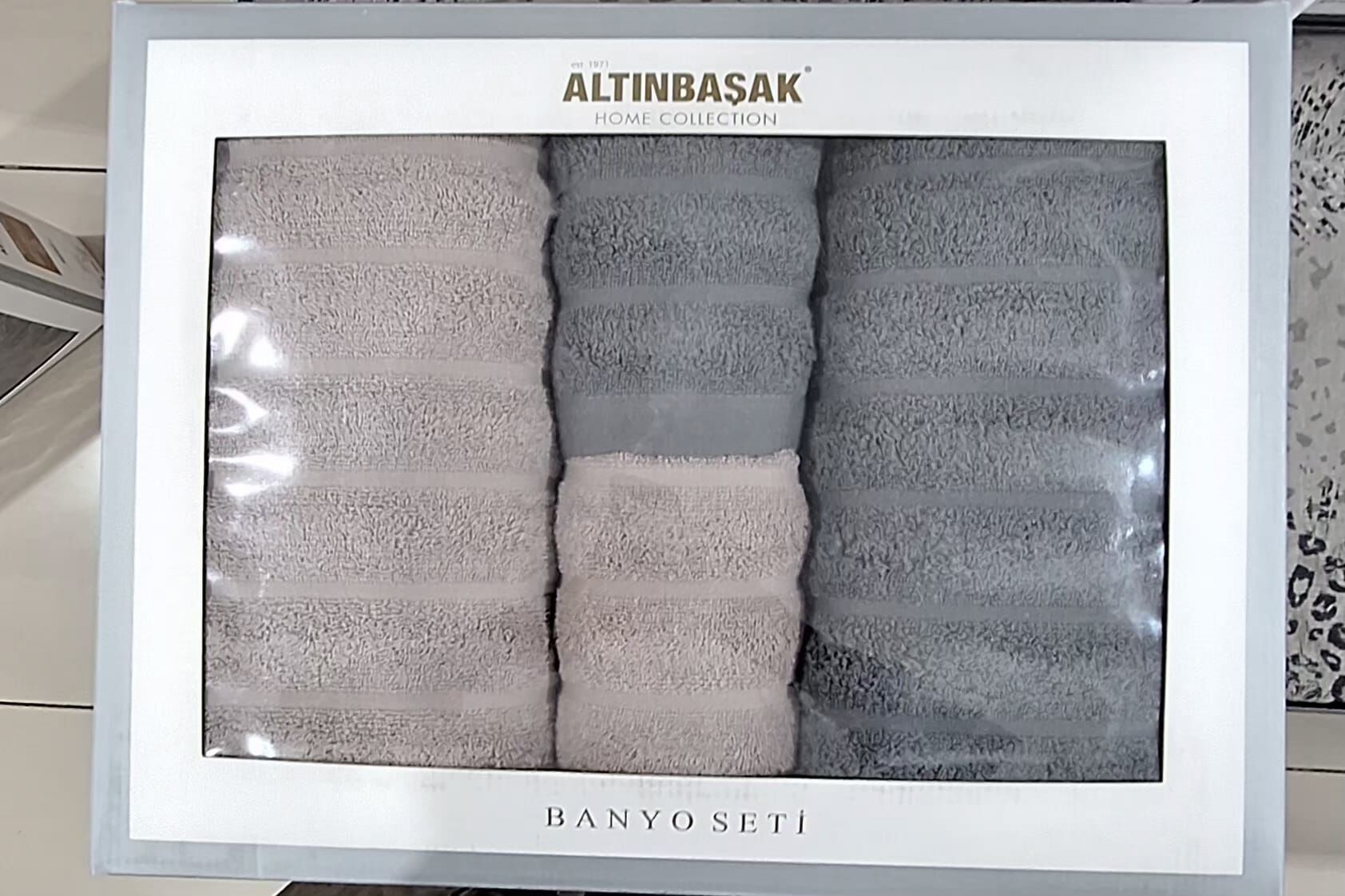 Altınbaşak Monna Banyo Seti / Hamam Seti 4 Parça Bej / Gri