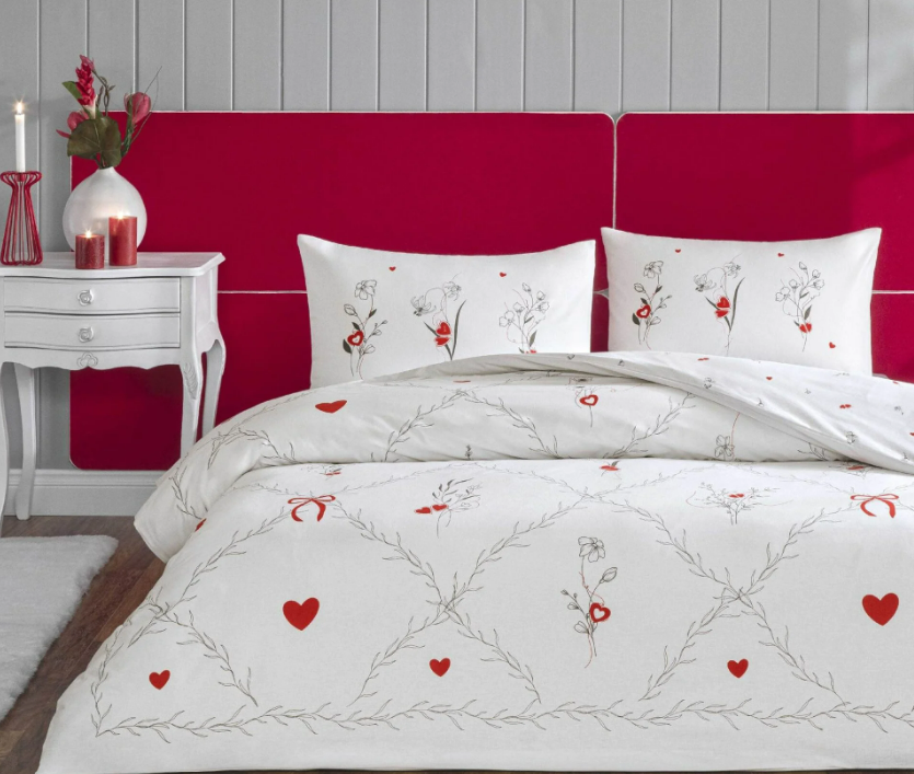 Taç Ranforce Çift Kişilik Nevresim Takımı Amoura Sevgililer Gününe Özel