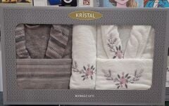 Kristal Soft Nakışlı Aile Seti / Bornoz Seti