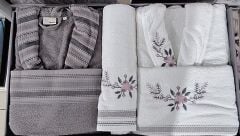 Kristal Soft Nakışlı Aile Seti / Bornoz Seti