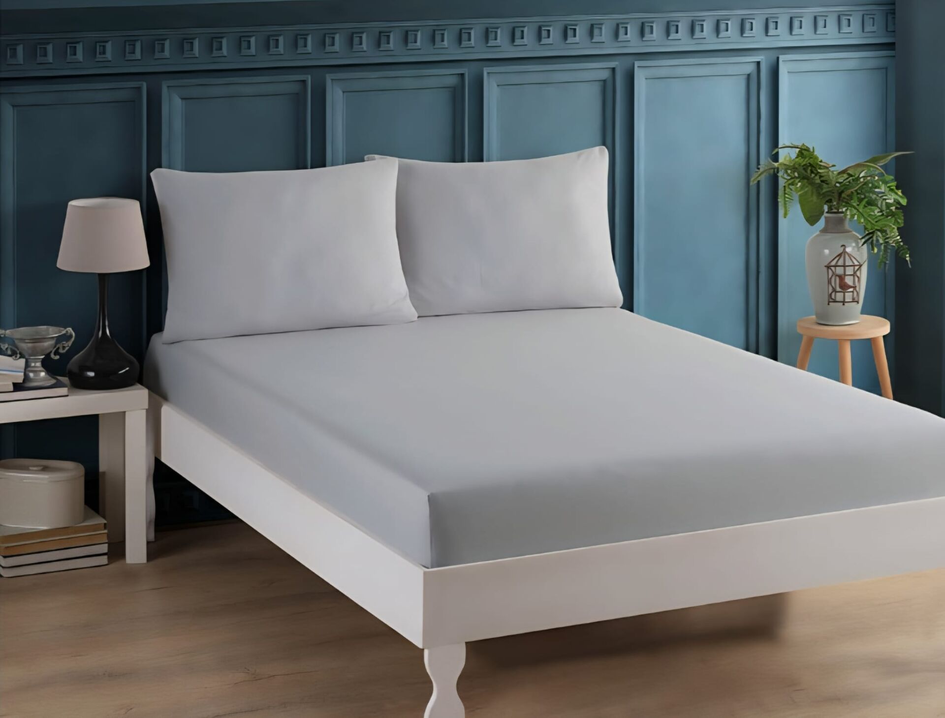 Altınbaşak Ranforce Çift Kişilik/Battal Çarşaf Takımı Gri 180*200+30 cm