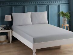 Altınbaşak Ranforce Çift Kişilik/Battal Çarşaf Takımı Gri 180*200+30 cm