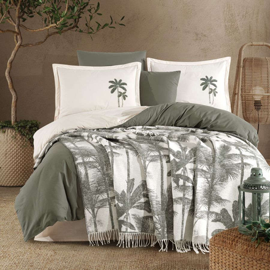 Clasy Battaniyeli Nevresim Takımı Arvona V1 Yeşil Çift Kişilik