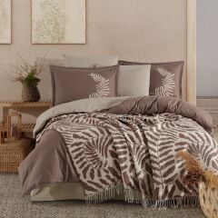 Clasy Battaniyeli Nevresim Takımı Liora V2 Kahve Çift Kişilik