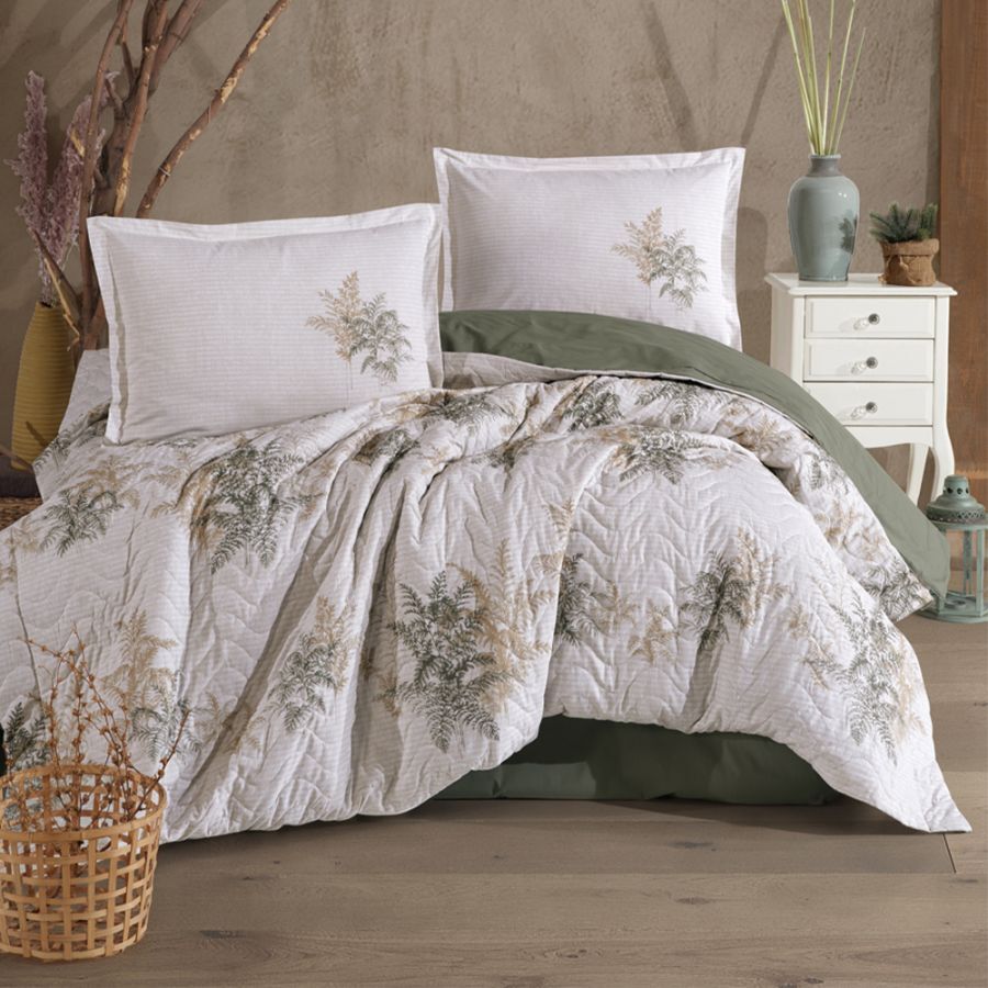 Clasy Ranforce Çift Kişilik Dört Mevsim Set Virele V1 Yeşil