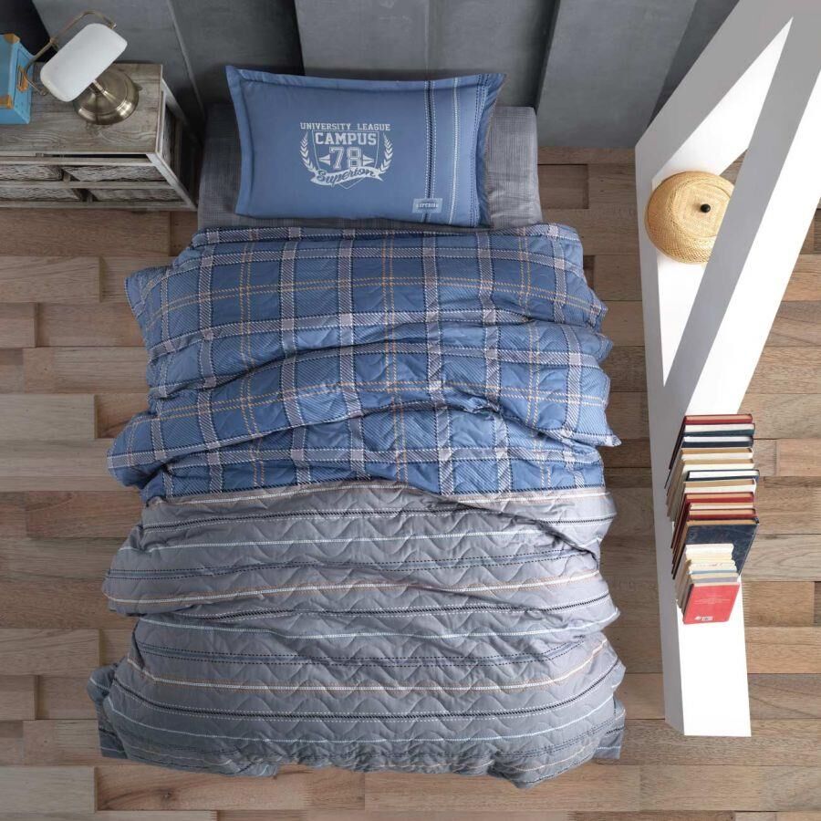 Clasy Ranforce Tek Kişilik Dört Mevsim Set Campüs V2 Mavi