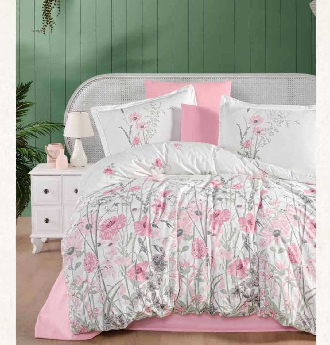 Clasy Ranforce Çift Kişilik Nevresim Takımı Angola V1 Pembe