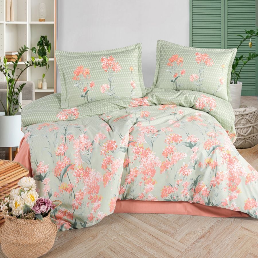 Clasy Ranforce Çift Kişilik Nevresim Takımı Nivora V1 Pudra