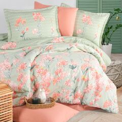 Clasy Ranforce Çift Kişilik Nevresim Takımı Nivora V1 Pudra