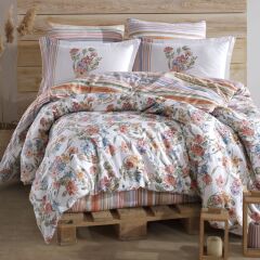 Clasy Ranforce Çift Kişilik Nevresim Takımı Zemi V1 Pudra