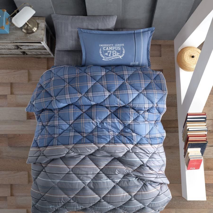 Clasy Ranforce Yorgan Seti / Uyku Seti Tek Kişilik Campüs V2 Mavi