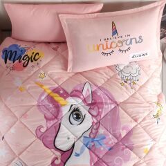 Clasy Ranforce Yorgan Seti / Uyku Seti Tek Kişilik Pink Dreams V1 Pudra