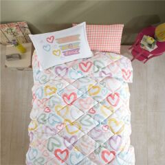 Clasy Ranforce Yorgan Seti / Uyku Seti Tek Kişilik Selfie V1 Pudra