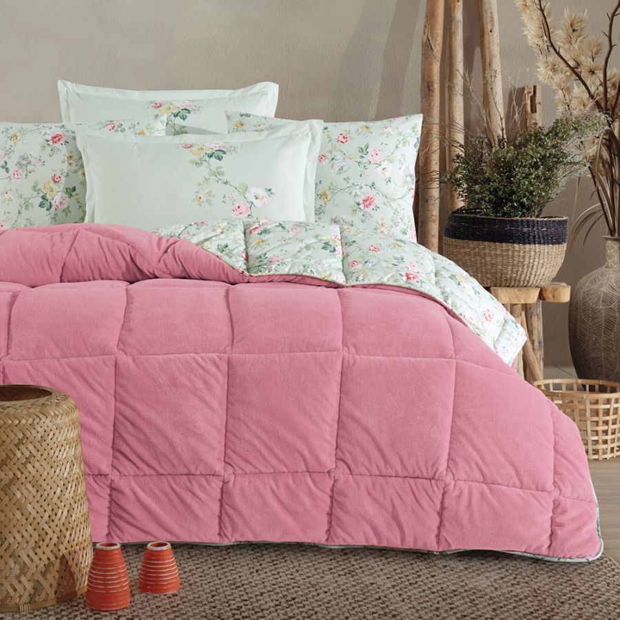 Clasy Wellsoft Uyku Seti Çift Kişilik Elara V1 Pembe (Çift Taraflı Yorgan)