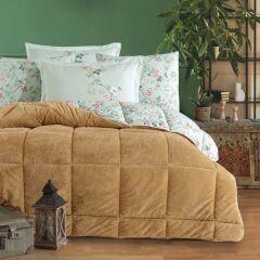 Clasy Wellsoft Uyku Seti Çift Kişilik Elara V2 Hardal (Çift Taraflı Yorgan)